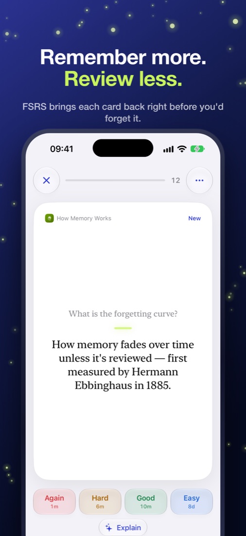 A Hotaru flashcard with Again, Hard, Good and Easy buttons